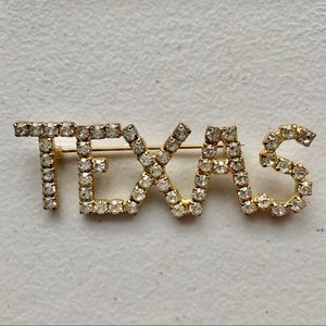 Texas Rhinestone Brooch in gold